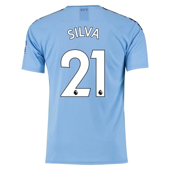 Trikot Manchester City NO.21 Silva Heim 2019-20 Blau Fussballtrikots Günstig